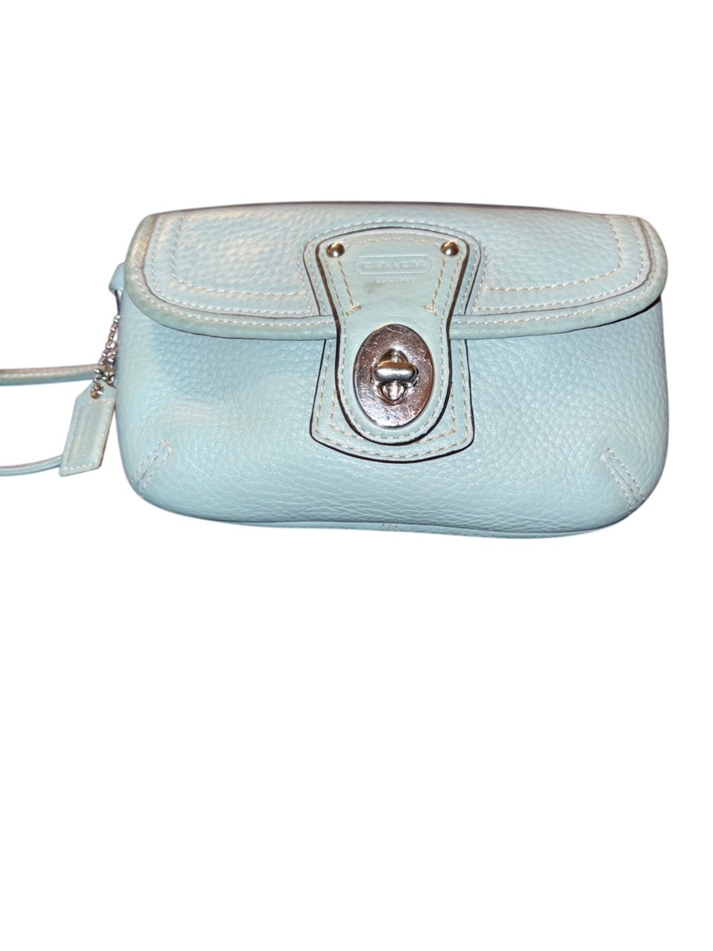 Coach Y2K Legacy Flap Pebbled Leather Wristlet in Seafoam - Picture 6 of 7